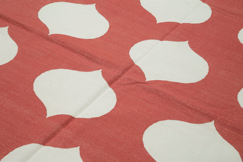 Geometric Duri Kırmızı Geometrik Pamuk Yün El Dokuma Halısı 186x270 Agacan