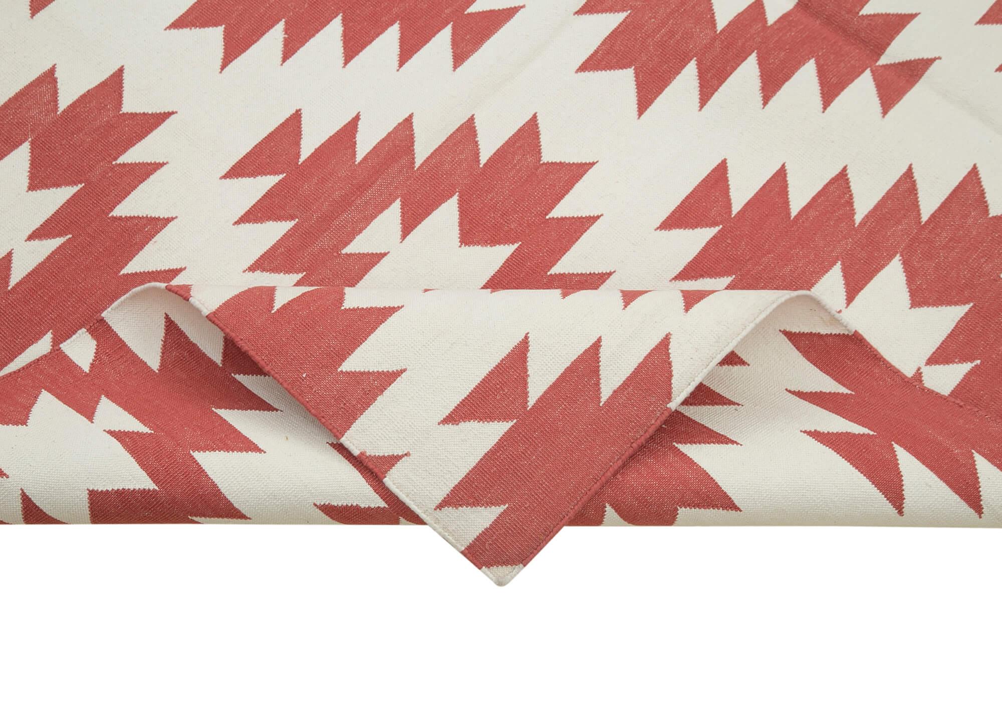 Geometric Duri Kırmızı Geometrik Pamuk Yün El Dokuma Halısı 188x273 Agacan