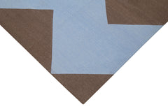 Geometric Duri Mavi Geometrik Pamuk Yün El Dokuma Halısı 190x270 Agacan