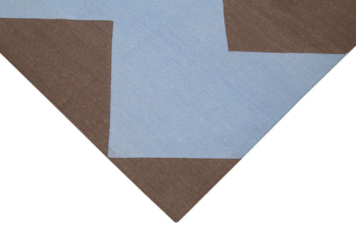 Geometric Duri Mavi Geometrik Pamuk Yün El Dokuma Halısı 190x270 Agacan