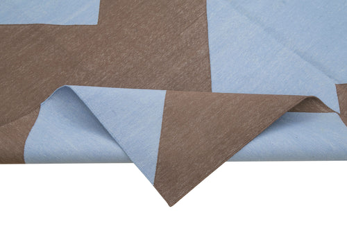 Geometric Duri Mavi Geometrik Pamuk Yün El Dokuma Halısı 190x270 Agacan