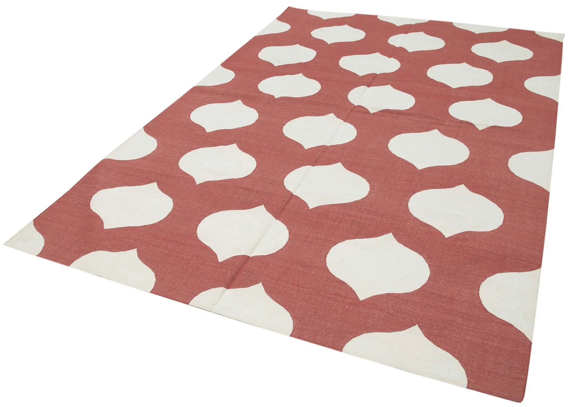 Geometric Duri Kırmızı Geometrik Pamuk Yün El Dokuma Halısı 183x270 Agacan