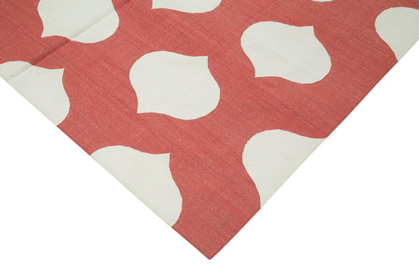 Geometric Duri Kırmızı Geometrik Pamuk Yün El Dokuma Halısı 183x270 Agacan