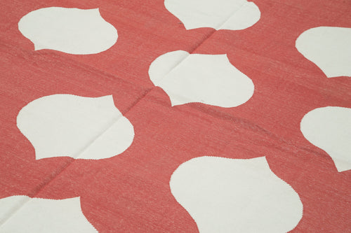 Geometric Duri Kırmızı Geometrik Pamuk Yün El Dokuma Halısı 183x270 Agacan