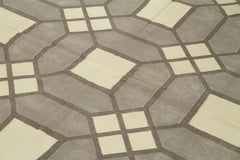 Geometric Duri Gri Geometrik Pamuk Yün El Dokuma Halısı 184x267 Agacan