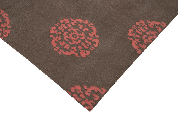 Geometric Duri Kahverengi Geometrik Pamuk Yün El Dokuma Halısı 183x272 Agacan
