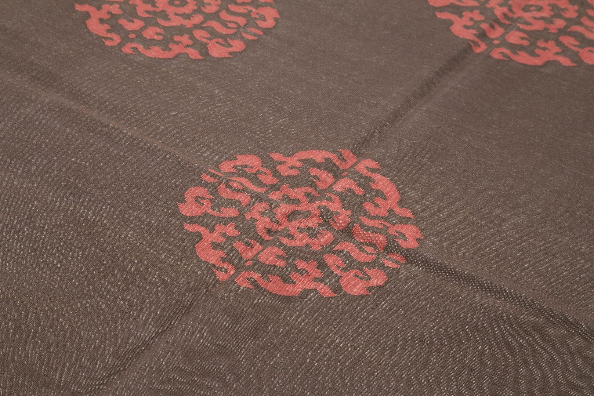 Geometric Duri Kahverengi Geometrik Pamuk Yün El Dokuma Halısı 183x272 Agacan