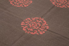 Geometric Duri Kahverengi Geometrik Pamuk Yün El Dokuma Halısı 183x272 Agacan