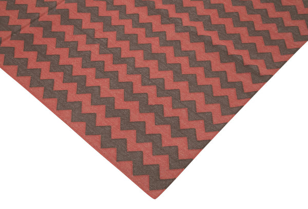 Geometric Duri Kahverengi Geometrik Pamuk Yün El Dokuma Halısı 184x275 Agacan