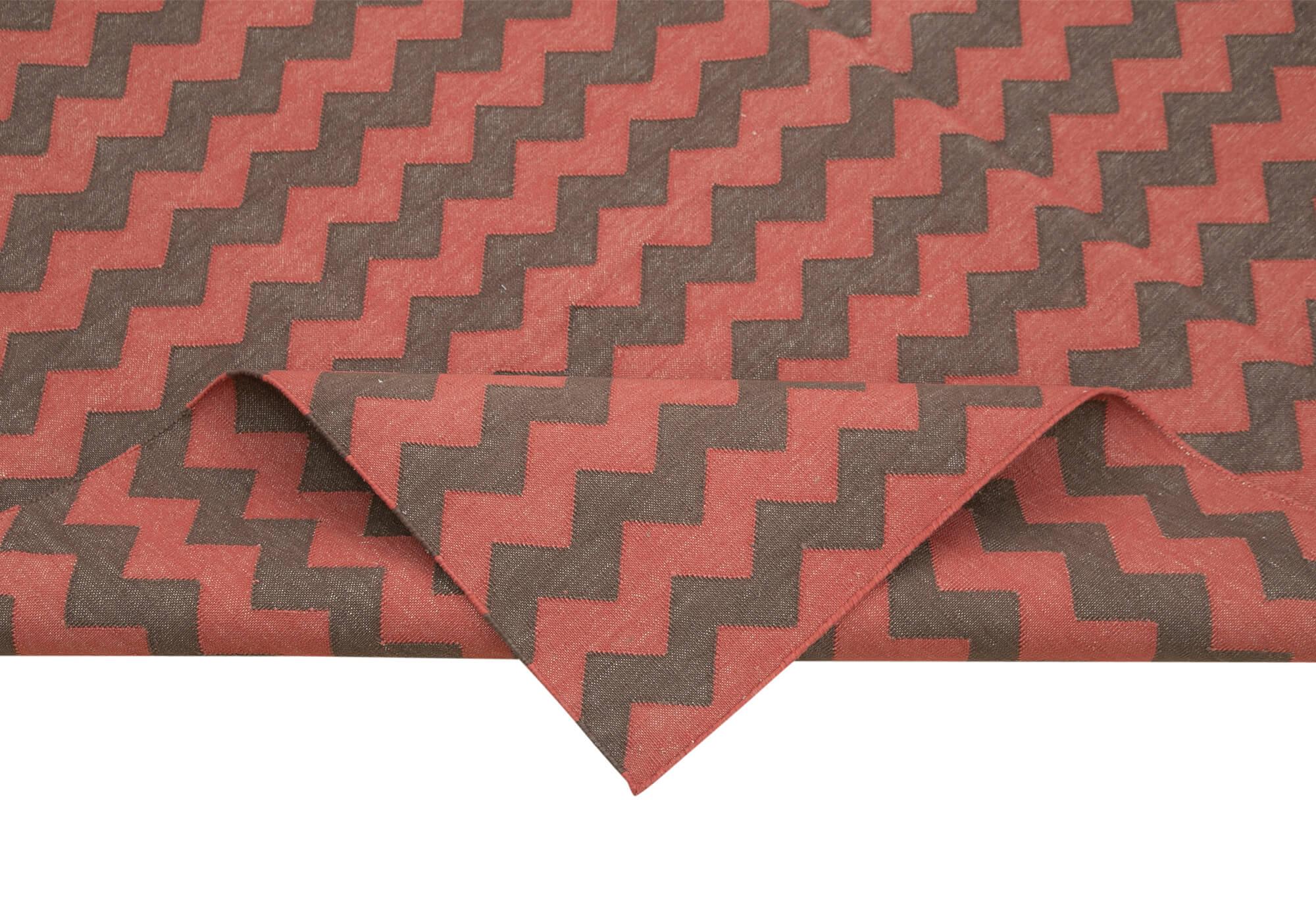 Geometric Duri Kahverengi Geometrik Pamuk Yün El Dokuma Halısı 184x275 Agacan