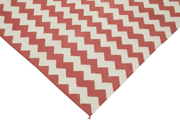 Geometric Duri Kırmızı Geometrik Pamuk Yün El Dokuma Halısı 183x270 Agacan
