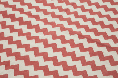 Geometric Duri Kırmızı Geometrik Pamuk Yün El Dokuma Halısı 183x270 Agacan