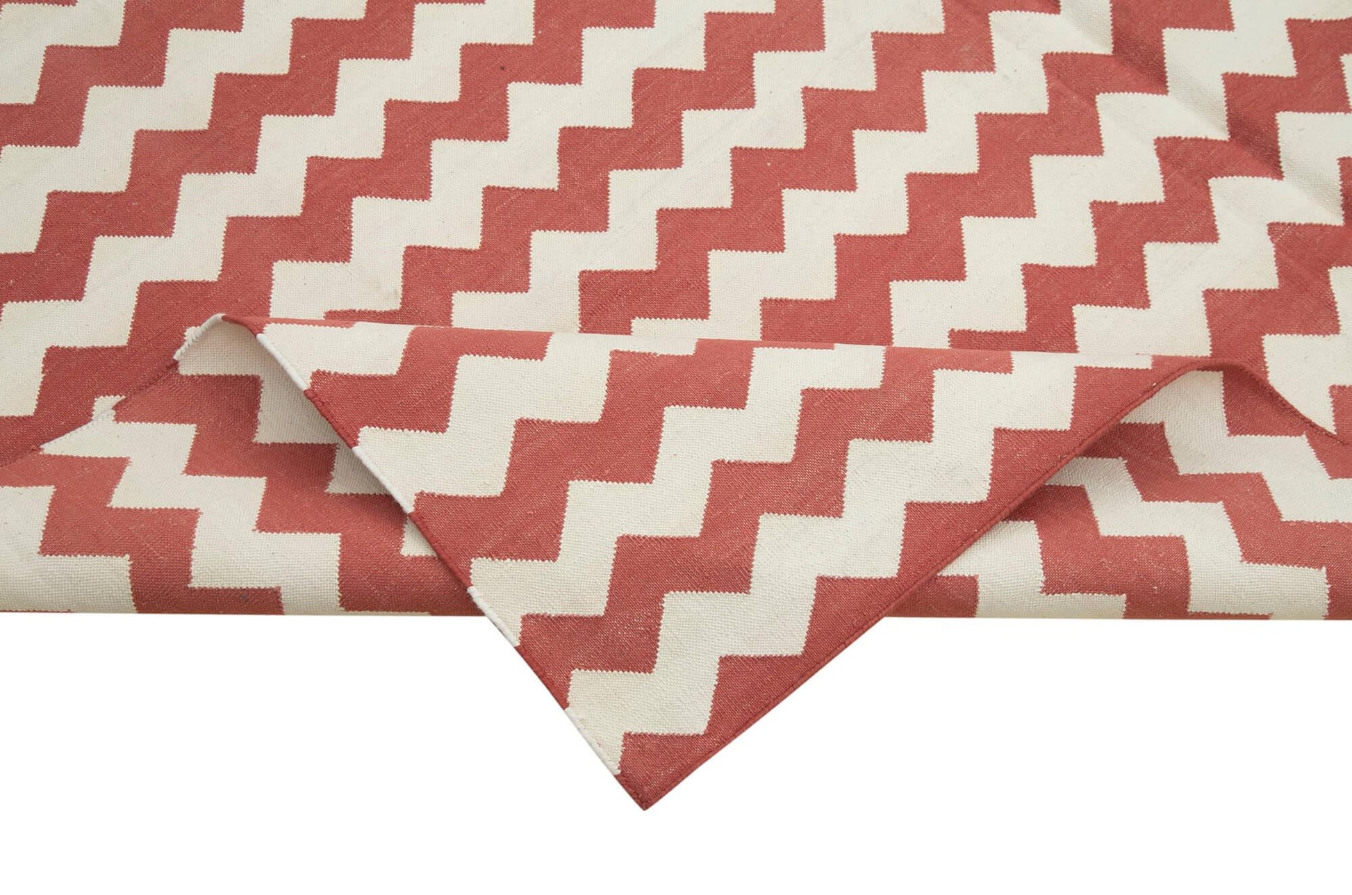 Geometric Duri Kırmızı Geometrik Pamuk Yün El Dokuma Halısı 183x270 Agacan