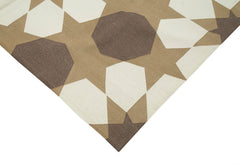 Geometric Duri Kahverengi Geometrik Pamuk Yün El Dokuma Halısı 186x275 Agacan