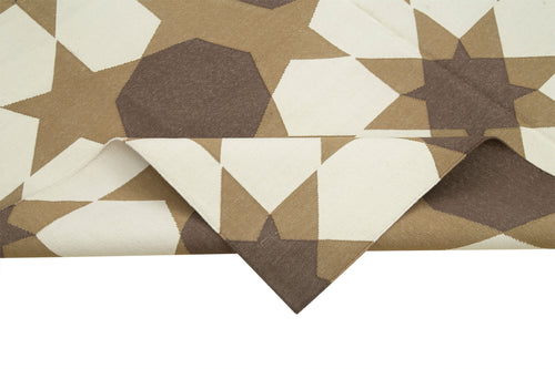 Geometric Duri Kahverengi Geometrik Pamuk Yün El Dokuma Halısı 186x275 Agacan