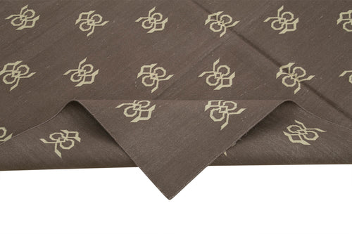 Geometric Duri Kahverengi Geometrik Pamuk Yün El Dokuma Halısı 187x274 Agacan