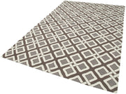 Geometric Duri Kahverengi Geometrik Pamuk Yün El Dokuma Halısı 187x274 Agacan