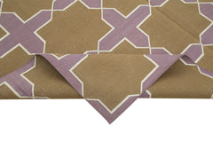 Geometric Duri Kahverengi Geometrik Pamuk Yün El Dokuma Halısı 190x270 Agacan