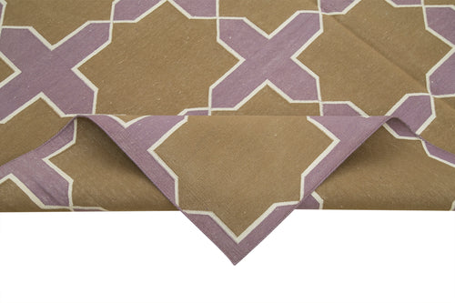 Geometric Duri Kahverengi Geometrik Pamuk Yün El Dokuma Halısı 190x270 Agacan