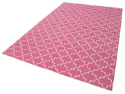Geometric Duri Pembe Geometrik Pamuk Yün El Dokuma Halısı 183x277 Agacan