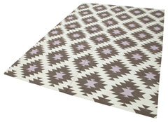 Geometric Duri Kahverengi Geometrik Pamuk Yün El Dokuma Halısı 183x264 Agacan