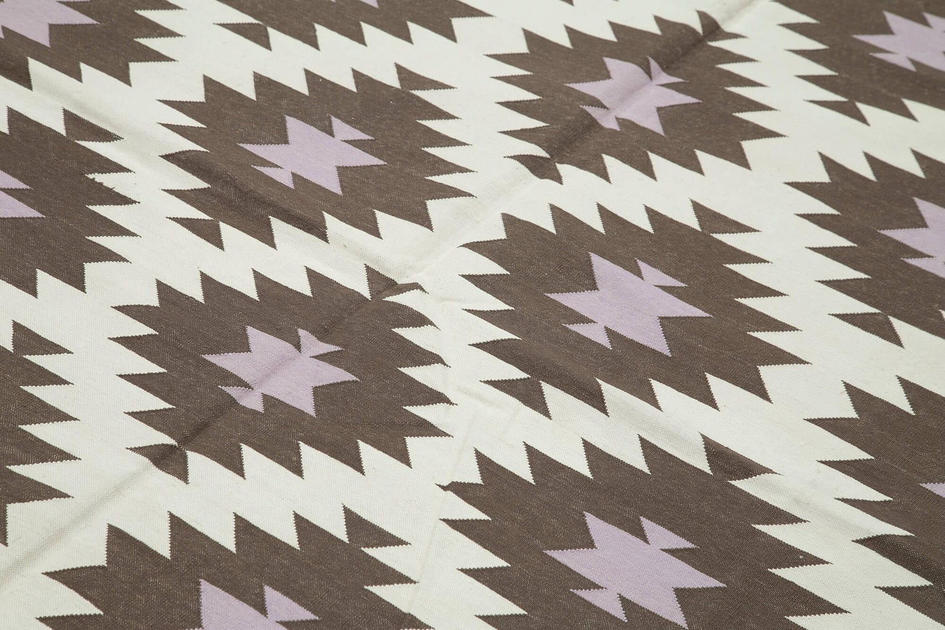 Geometric Duri Kahverengi Geometrik Pamuk Yün El Dokuma Halısı 183x264 Agacan