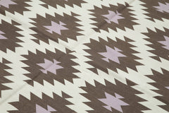 Geometric Duri Kahverengi Geometrik Pamuk Yün El Dokuma Halısı 183x264 Agacan