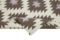 Geometric Duri Kahverengi Geometrik Pamuk Yün El Dokuma Halısı 183x264 Agacan