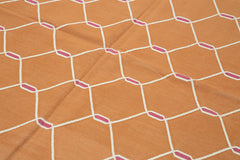 Geometric Duri Turuncu Geometrik Pamuk Yün El Dokuma Halısı 185x276 Agacan