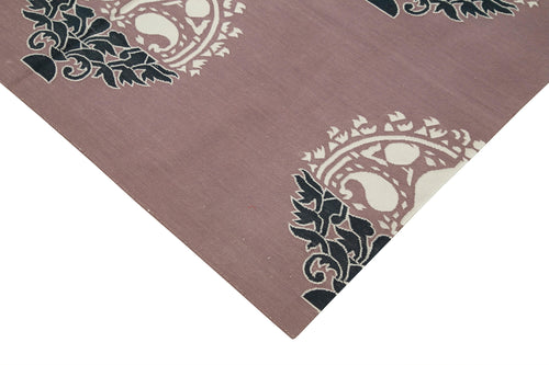 Geometric Duri Mor Geometrik Pamuk Yün El Dokuma Halısı 152x242 Agacan