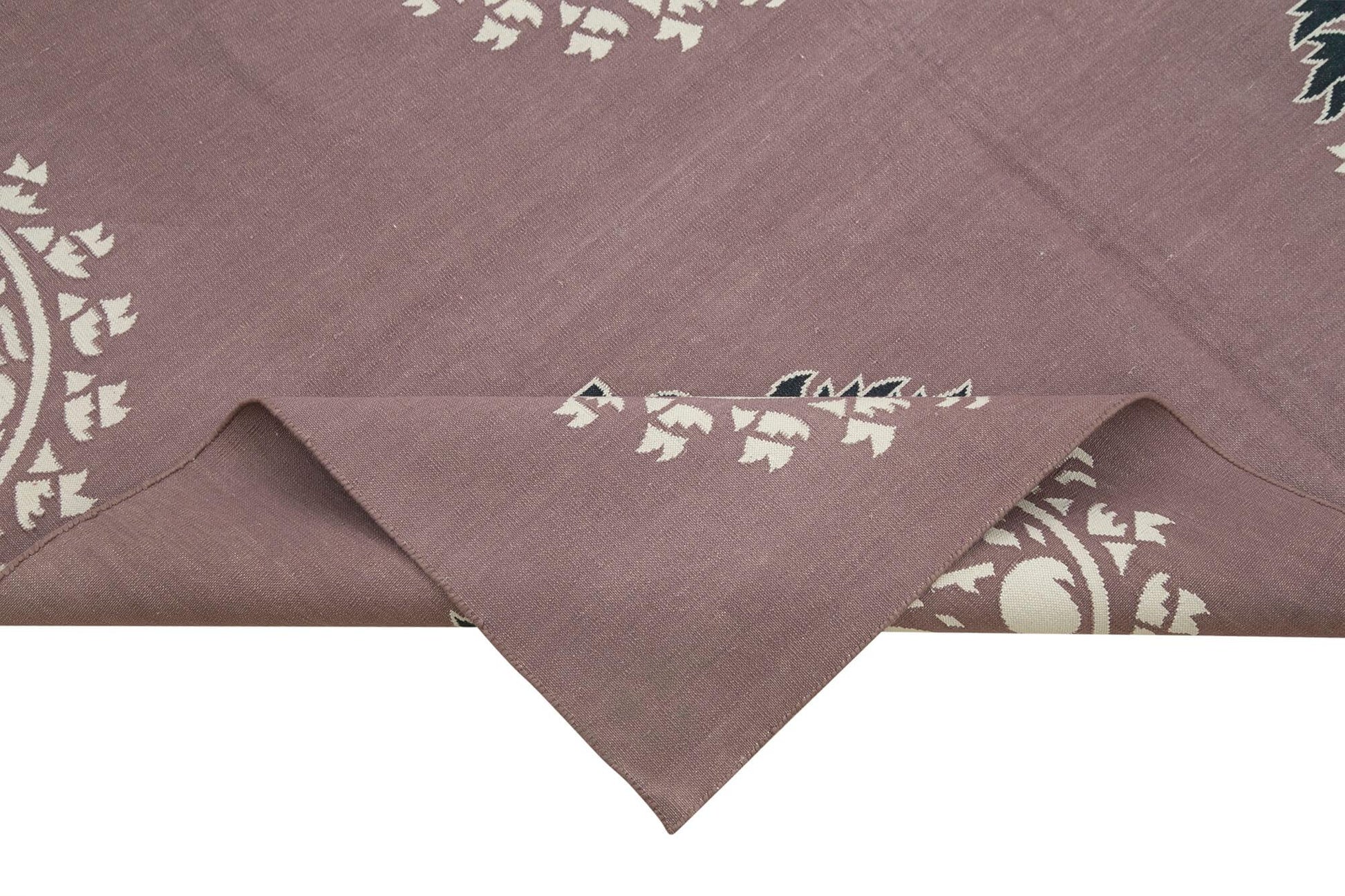 Geometric Duri Mor Geometrik Pamuk Yün El Dokuma Halısı 152x242 Agacan