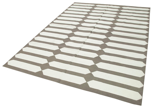 Geometric Duri Kahverengi Geometrik Pamuk Yün El Dokuma Halısı 185x266 Agacan