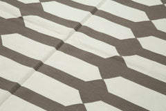 Geometric Duri Kahverengi Geometrik Pamuk Yün El Dokuma Halısı 185x266 Agacan