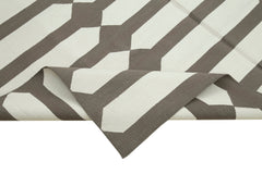 Geometric Duri Kahverengi Geometrik Pamuk Yün El Dokuma Halısı 185x266 Agacan