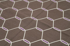 Geometric Duri Kahverengi Geometrik Pamuk Yün El Dokuma Halısı 182x265 Agacan