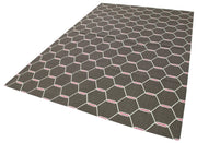 Geometric Duri Kahverengi Geometrik Pamuk Yün El Dokuma Halısı 184x272 Agacan