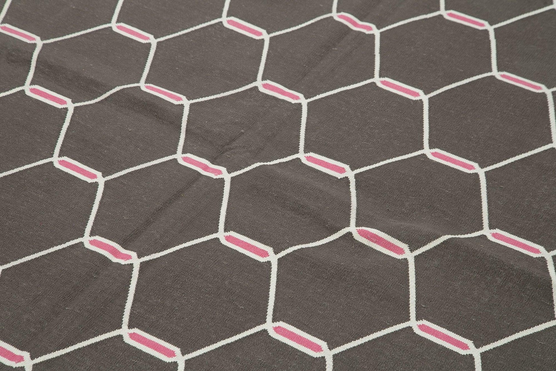 Geometric Duri Kahverengi Geometrik Pamuk Yün El Dokuma Halısı 184x272 Agacan