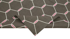 Geometric Duri Kahverengi Geometrik Pamuk Yün El Dokuma Halısı 184x272 Agacan