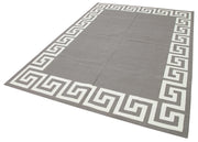 Geometric Duri Gri Geometrik Pamuk Yün El Dokuma Halısı 186x270 Agacan