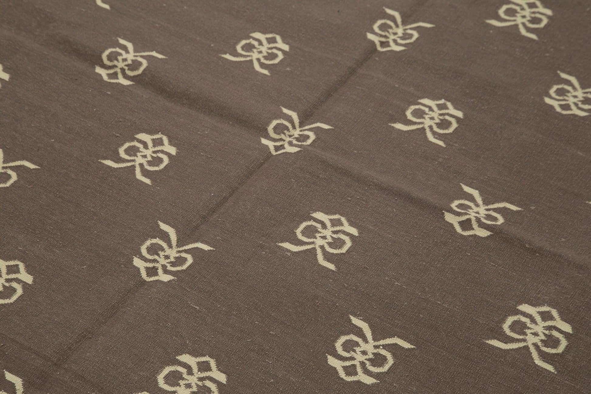 Geometric Duri Kahverengi Geometrik Pamuk Yün El Dokuma Halısı 185x270 Agacan