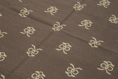 Geometric Duri Kahverengi Geometrik Pamuk Yün El Dokuma Halısı 185x270 Agacan