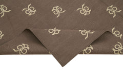 Geometric Duri Kahverengi Geometrik Pamuk Yün El Dokuma Halısı 185x270 Agacan