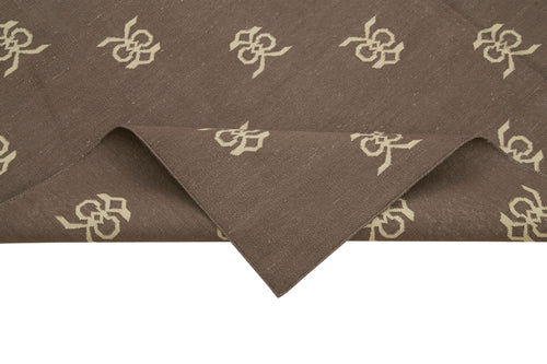 Geometric Duri Kahverengi Geometrik Pamuk Yün El Dokuma Halısı 185x270 Agacan