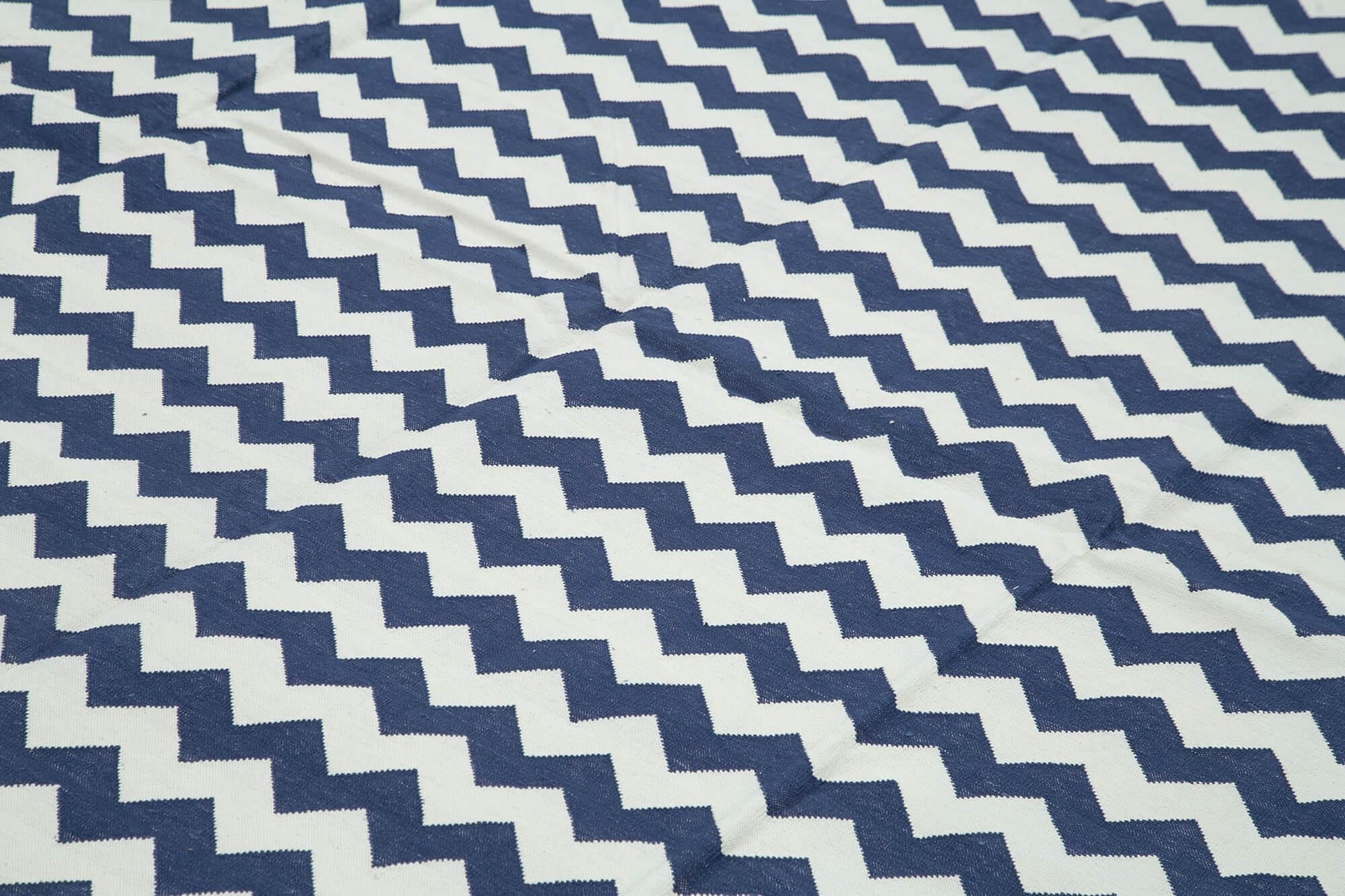Geometric Duri Mavi Geometrik Pamuk Yün El Dokuma Halısı 305x420 Agacan