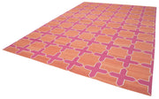 Geometric Duri Pembe Geometrik Pamuk Yün El Dokuma Halısı 307x418 Agacan