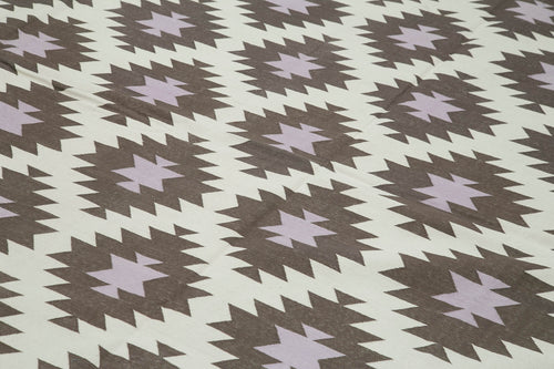 Geometric Duri Kahverengi Geometrik Pamuk Yün El Dokuma Halısı 298x406 Agacan