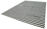 Geometric Duri Siyah Geometrik Pamuk Yün El Dokuma Halısı 301x421 Agacan