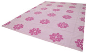 Geometric Duri Pembe Geometrik Pamuk Yün El Dokuma Halısı 312x418 Agacan