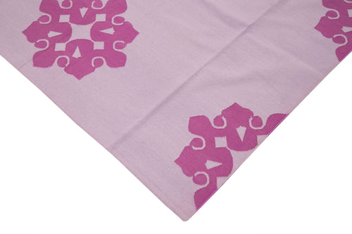 Geometric Duri Pembe Geometrik Pamuk Yün El Dokuma Halısı 312x418 Agacan