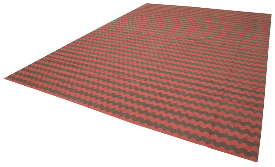 Geometric Duri Kahverengi Geometrik Pamuk Yün El Dokuma Halısı 306x418 Agacan